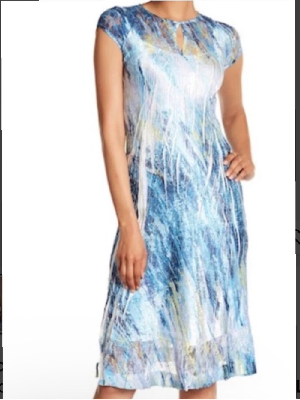 Komarov Blue & White Abstract Midi Dress